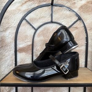 Kids Shiny Black Mary Jane Tap Shoes